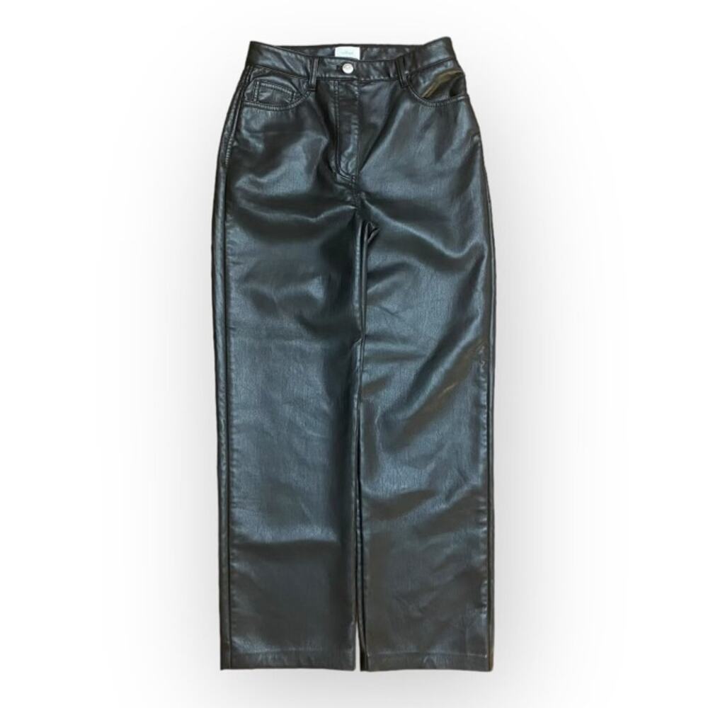Aritzia Wilfred Melina Faux Leather Straight‎ Leg Pants Womens Size 2 Black